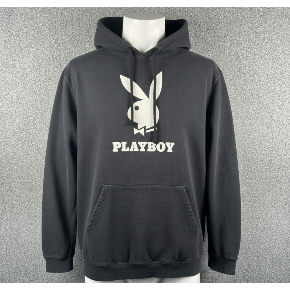 Playboy by Pacsun Black Sweatshirt Hoodie Men's Size‎ Medium White Bunny Classic